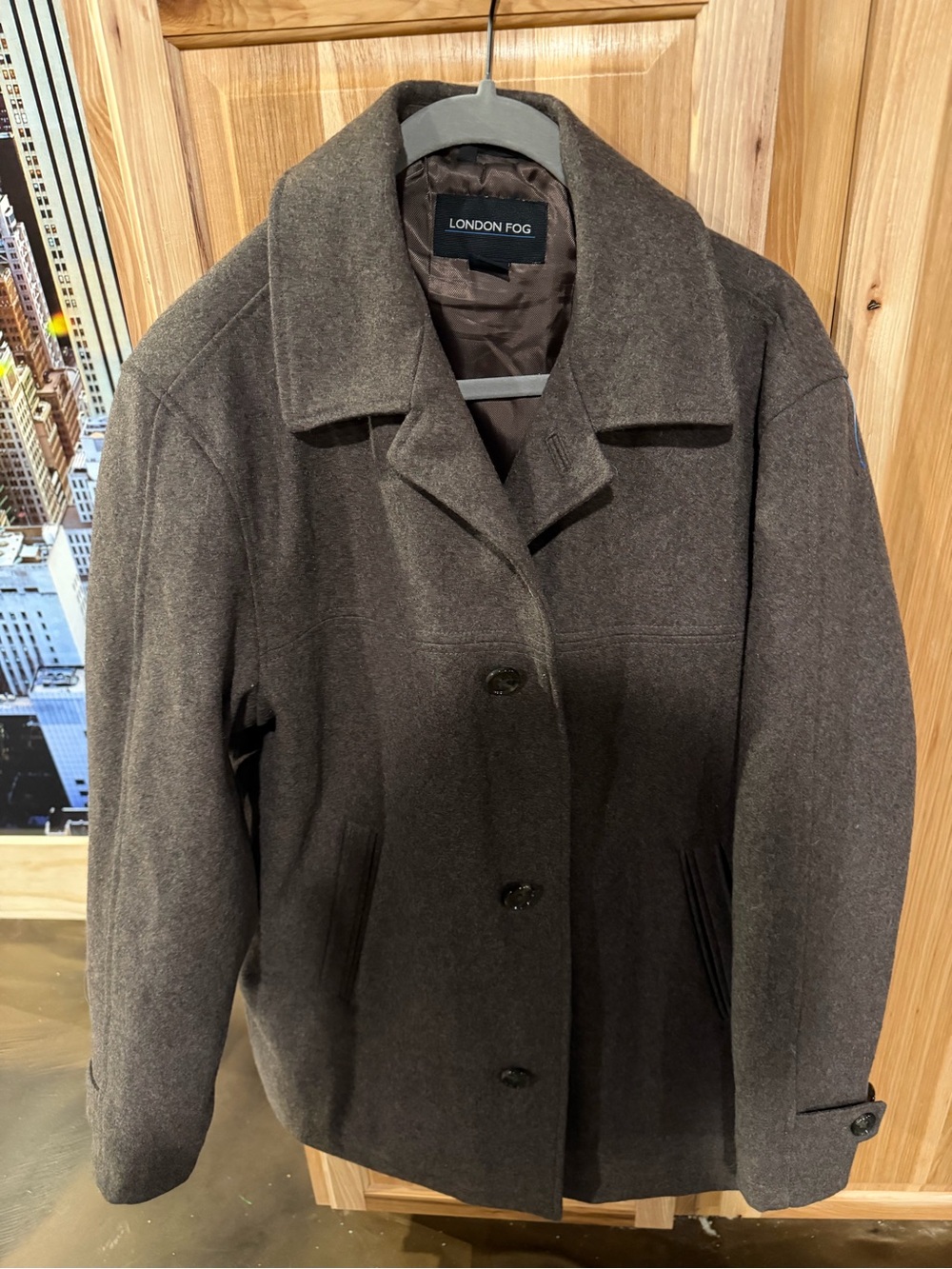 London Fog Men's Brown Wool Pea Coat